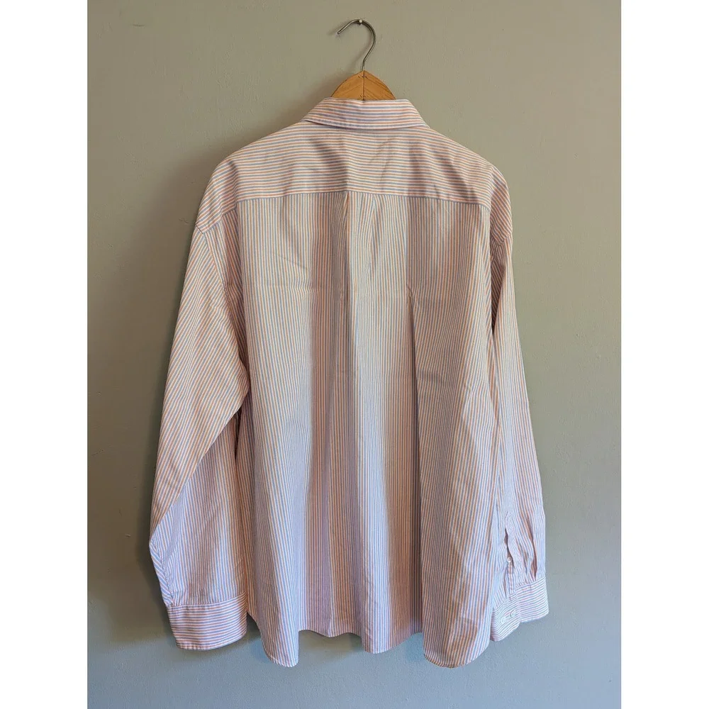 J.Crew Mens XL Orange Blue Striped Button Down Shirt 100s‎ 2-Ply Cotton 62270